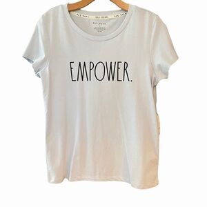 Rae Dunn NWT Sz S Light Blue Graphic Empower Cotton Lightweight T-Shirt
